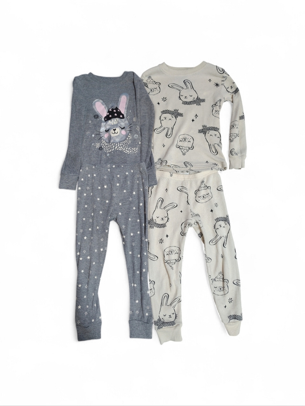 Carter’s Toddler Girls Pajama Set Lot 3T Long Sleeve Bunny Print Sleepwear 2 Set